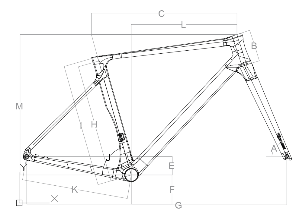 Carbon–Ti Hybrid frame geometry diagram