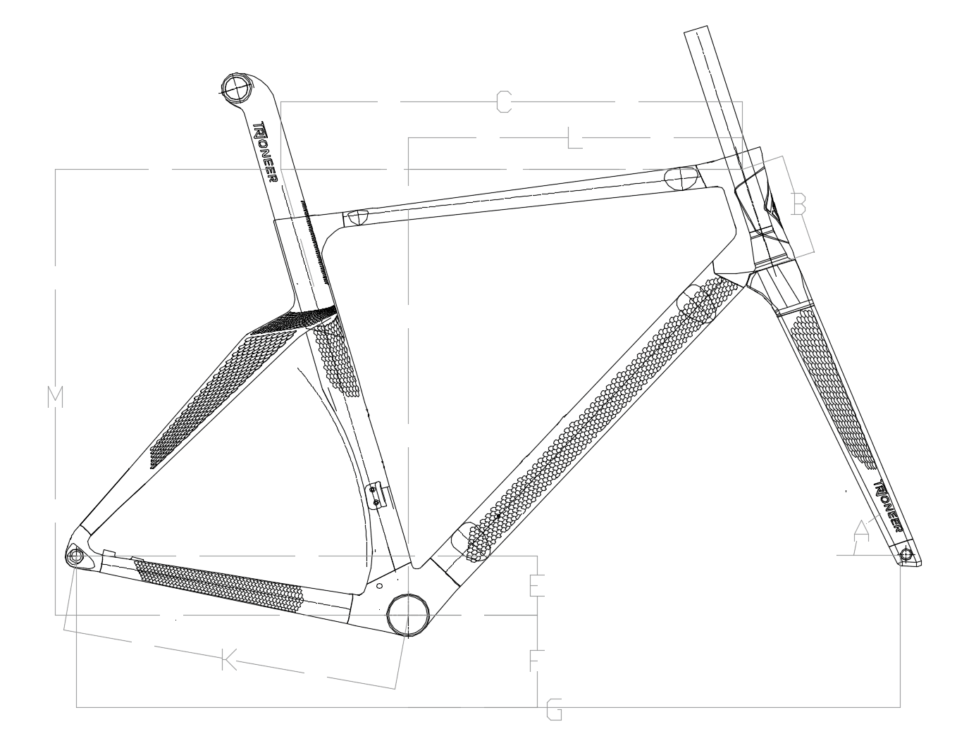 Additive Titanium frame geometry diagram